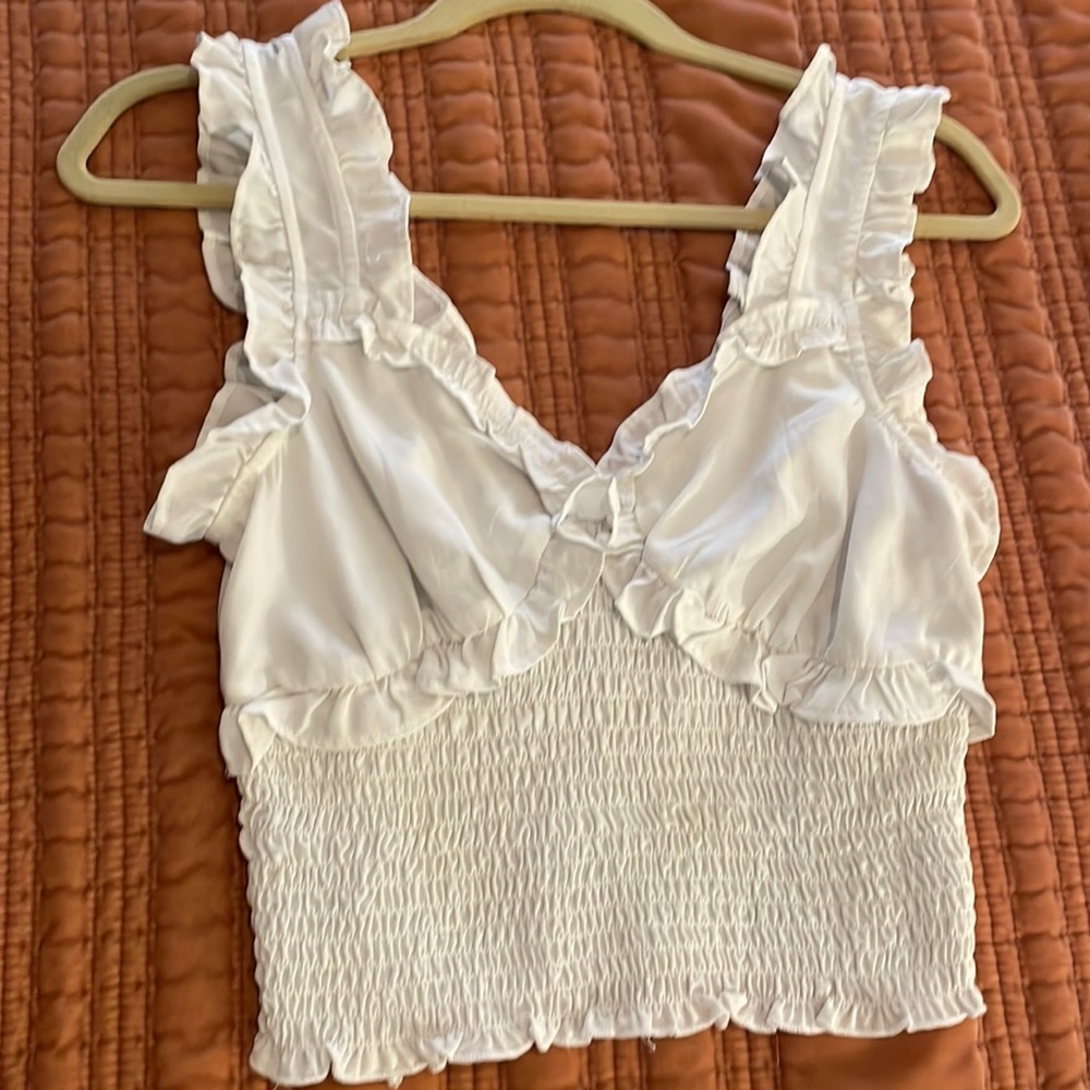 White crop top with a tie back